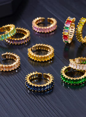 2024 Gold Plated Cubic Zircon Rings For Women Open Stainless