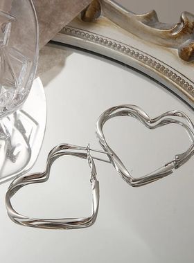 Heart Silver Color Earrings Set Cute Vintage Stud Earrings