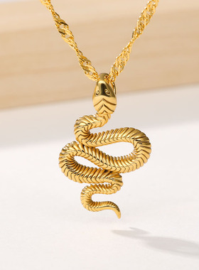 Stainless Steel Snake Necklaces For Women Men Gold Color