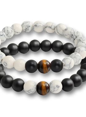 2 Pcs/set Bracelets For Women Lava Natural Stone White and