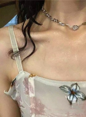 Silver Color Irregualr Choker Necklace for Women Love Heart