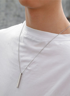 Fashion Rectangle Men Pendant Necklace Classic Stainless