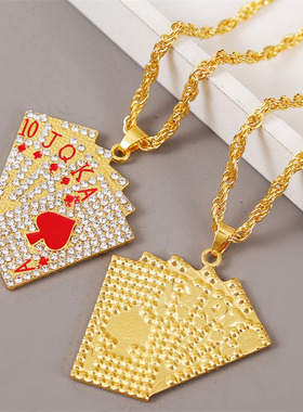 Hip Hop Jewelry Women Men Statement Enamel Playing Cards