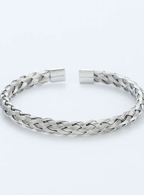 Luxury Open Stainless Steel Man Cuff Bracelet Women Hand