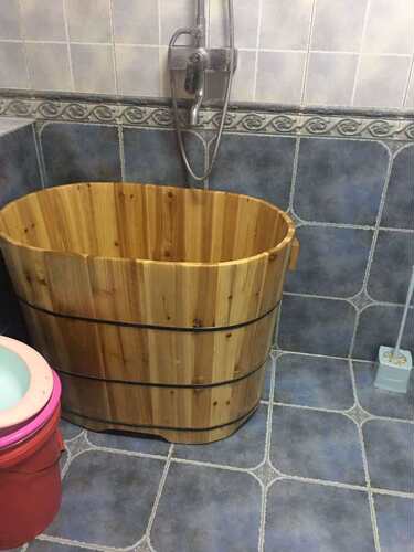 木桶浴桶加高不占地成人泡澡木桶洗澡桶实木浴缸家用洗澡盆沐浴桶 - 图1