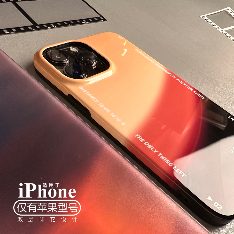 新款相机光影简约英伦时尚高级感个性光晕iphone14promax手机壳苹果13小众设计黑边IMD12软壳防摔15promax - 图2