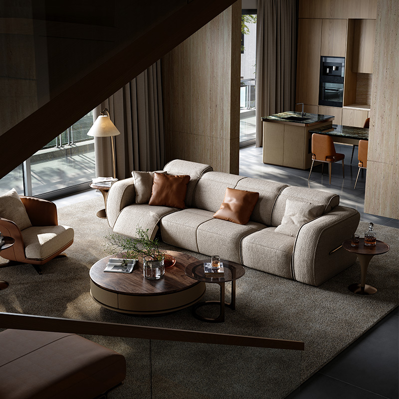 TAZA 意式轻奢布艺沙发 别墅全屋搭配客厅系列 现代简约功能沙发 - 图1
