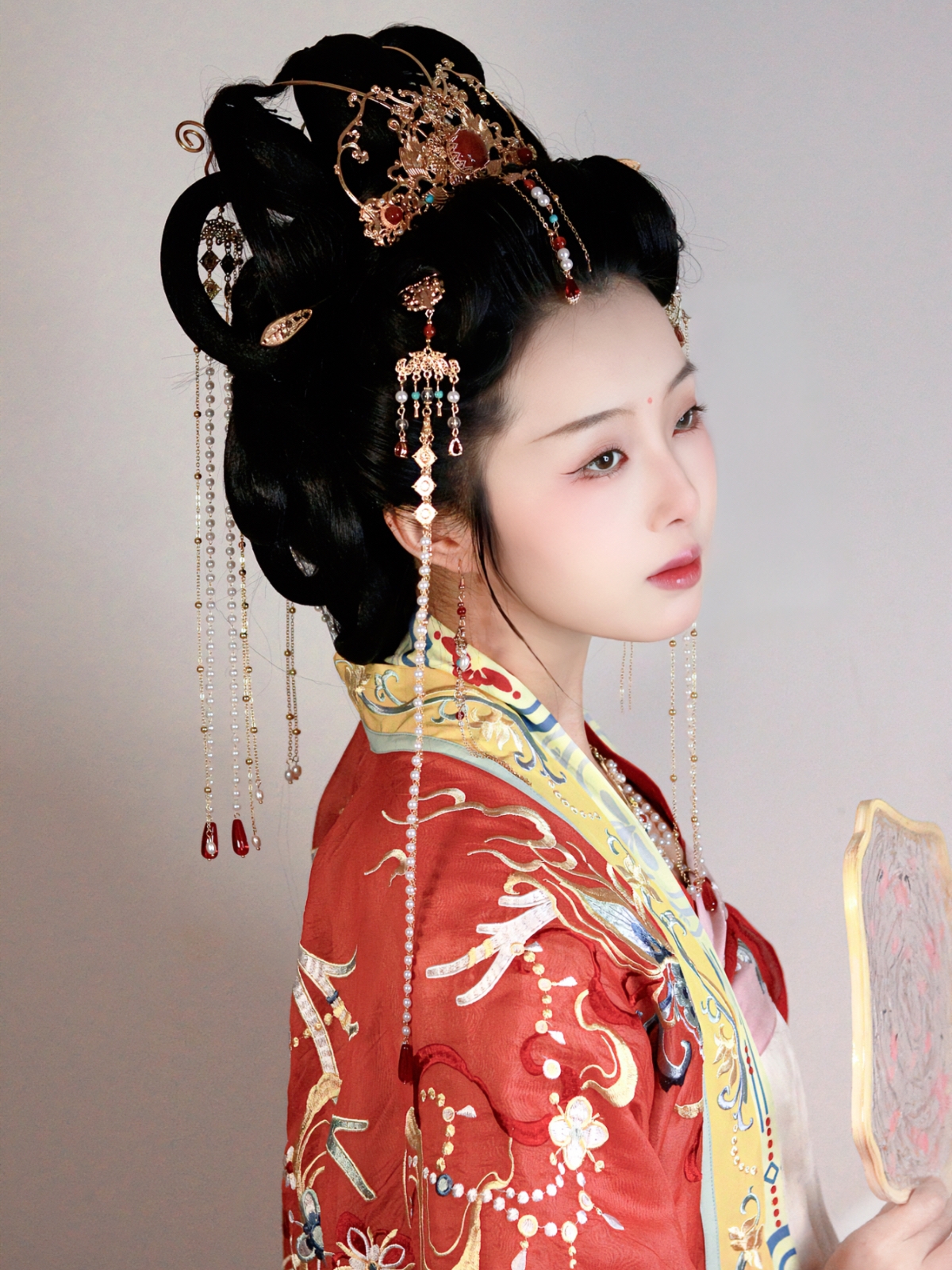 华瑾司汉服发冠唐风宋明制头饰古风华丽掩鬓流苏款富贵发饰套装_虎窝淘