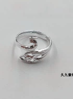 孔雀活口民族风银戒指