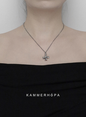 kammerhopa 设计师品牌925银项链双面骷髅十字架立体项坠新款25