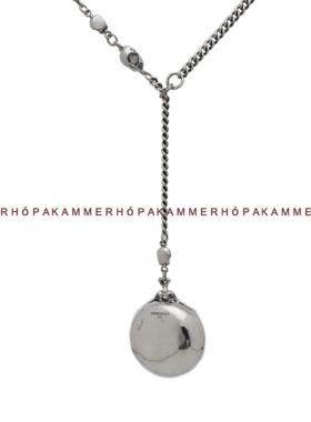 kammerhopa 925银骷髅拼骨骼怀表造型镶嵌圆形水晶项坠中性项链新