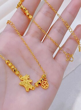 碎冰冰蹦迪珠马上有钱铜钱手链女新中式国潮转运小众轻奢仿金沙金