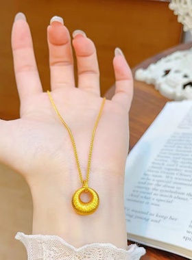 越南沙金平安扣吊坠项链女不掉色