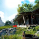 UE5 Unreal 5.4+ realistic natural valley landscape small house lake thatched house architectural scene