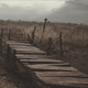 UE4 unrealistic realistic swamp pits, muddy ground, dry grassland, desolate magical ruins environment scene
