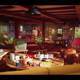 UE4 Unreal UE5 cartoon style rural residential interior environment European and American animation hut furniture pet scene