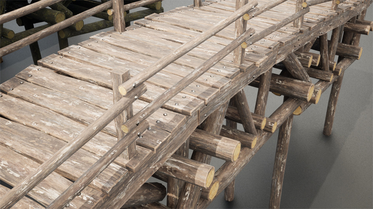UE5虚幻 古代木桥大桥木质吊桥梁残破断桥道具模型 - 图3