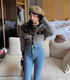 High-End Small Duftstil Mode farblich blockierende Pullover Kurzjacke für Frauen koreanischer sanfter Stil Fauler Stil Pullover Strickjacke