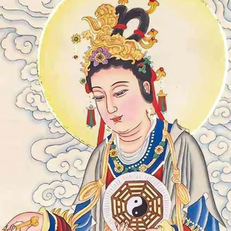 后土娘娘画像道家地母神像挂画结缘室内供奉卷轴画国画装饰画包邮_虎窝淘