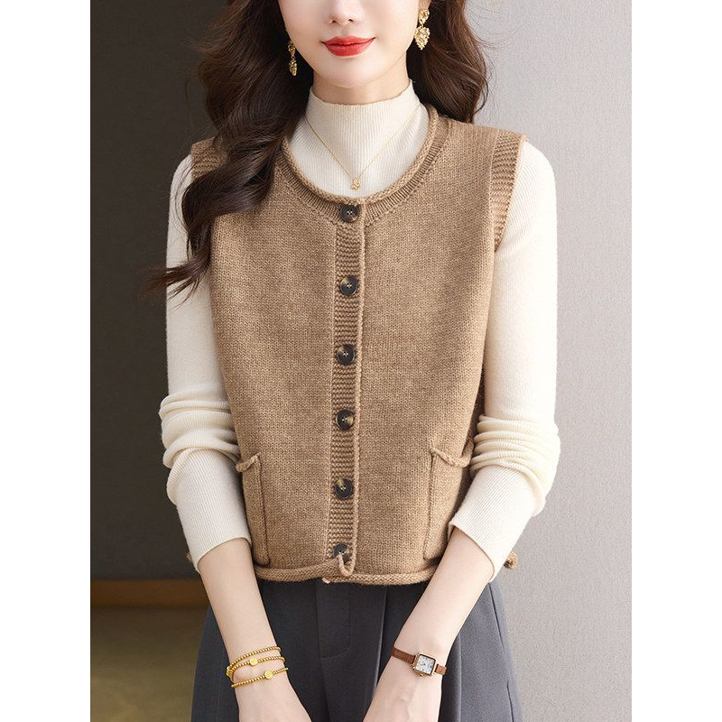 新款圆领无袖针织衫毛衣马甲背心外套女开衫超短款高腰小个子上衣,淘宝优惠券,粉丝福利购,淘宝优惠卷