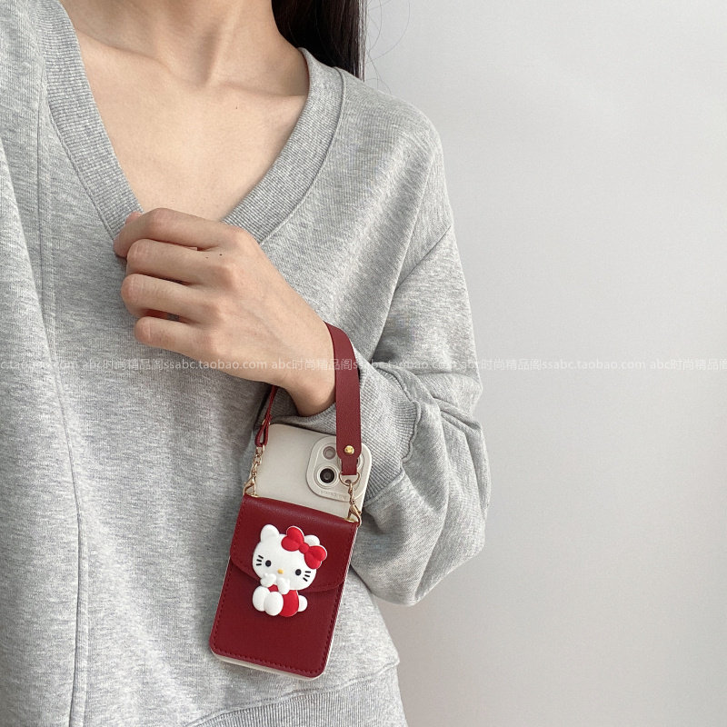 日韩卡通kt猫零钱卡包适用oppofindx9pro手机壳reno14/13新款findx8s带挂绳findx7男女a5防摔reno11软保护套 - 图2