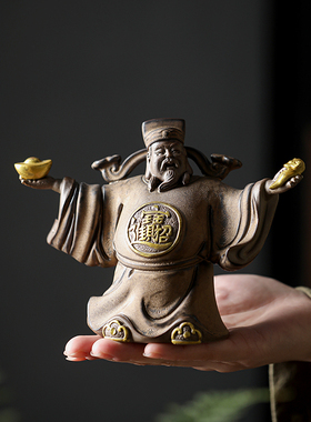 中式陶瓷财神爷摆件家用客厅玄关装饰办公室招财供奉佛像开业送礼