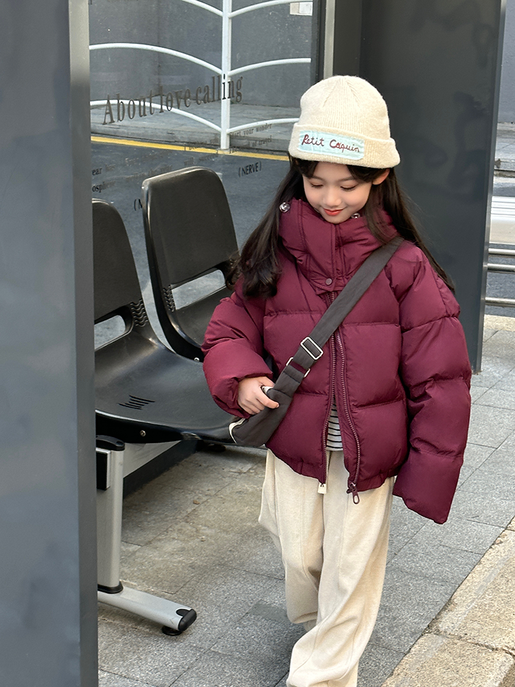 韩国童装儿童羽绒服亲子装面包服女童男童宝宝短款加厚白鸭绒冬装