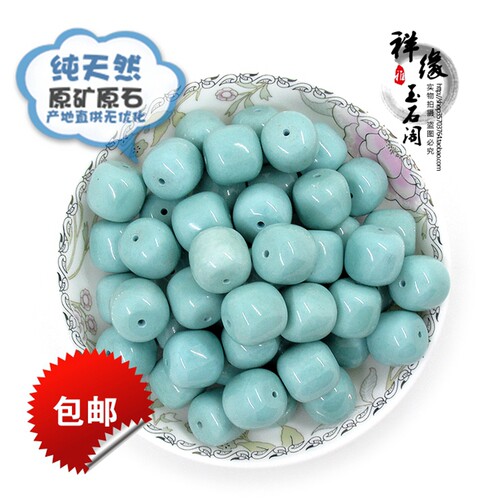 天然绿松石老型形鼓珠算盘珠圆散珠腰隔珠金刚星月菩提手串链配饰 - 图3