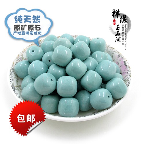 天然绿松石老型形鼓珠算盘珠圆散珠腰隔珠金刚星月菩提手串链配饰 - 图1