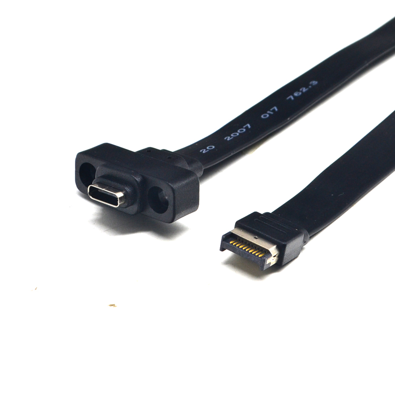 USB3.2挡板线19PIN/TYPE-E转type-C前置C母PCI位10G/20Gbps短扁线 - 图3