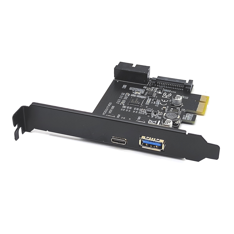 USB3.2 GEN1扩展卡19PIN前置D720201主控TYPE-C前置A-KEY卡TYPE-E-图0