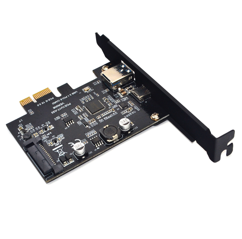 USB3.2扩展卡GEN2 PCI-e 1X转TYPE-C+A口祥硕ASM3142主控支持MAC - 图1