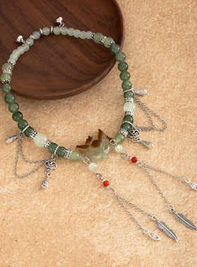 新中式爆款灵狐面具双圈流苏手链串珠独特设计手串可叠戴链条手饰