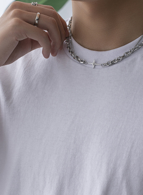 欧美双层十字架轻奢小众拼接项链男女潮嘻哈锁骨链简约百搭链子