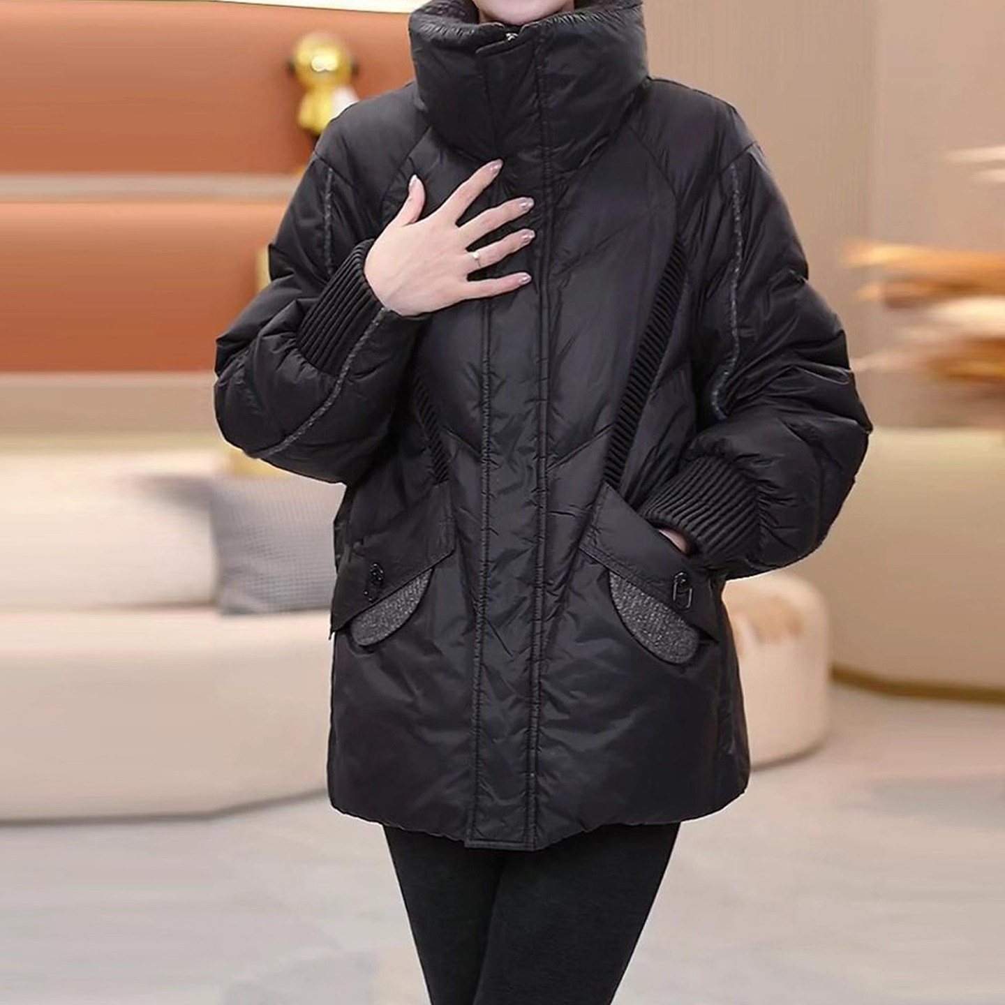 大码轻薄保暖羽绒棉服女冬季新款时尚妈妈装宽松显瘦气质棉衣外套,淘宝优惠券,粉丝福利购,淘宝优惠卷