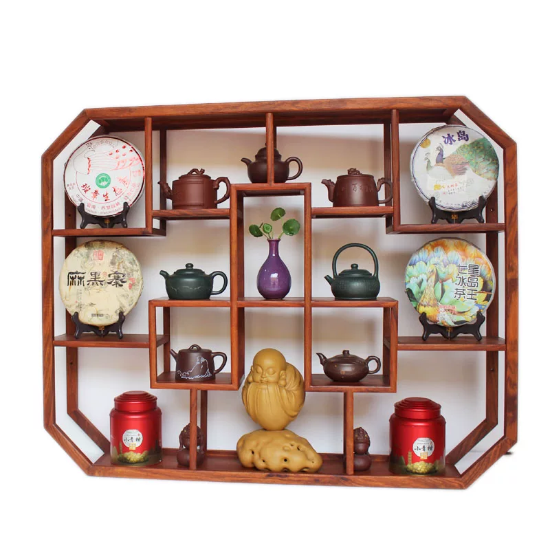 Hualu Mobu Goto Wall Hanging Wall -type solid wood new Chinese -style Treasure Pavilion Teapot Modern Purple Purple Sand Put