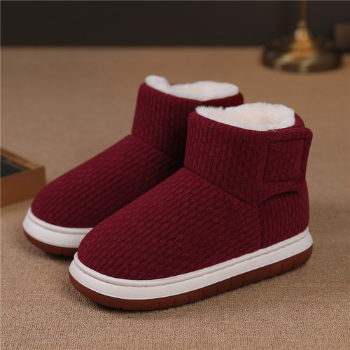 冬季加绒加厚防滑老人包跟棉拖鞋居家外穿厚底男女款保暖高帮棉鞋 - 图0