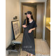 
AMUM maternity dress retro free ~ French short-sleeved dress loose and versatile fake two-piece slim skirt