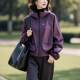 Women's plus size mother's wear purple hooded coat