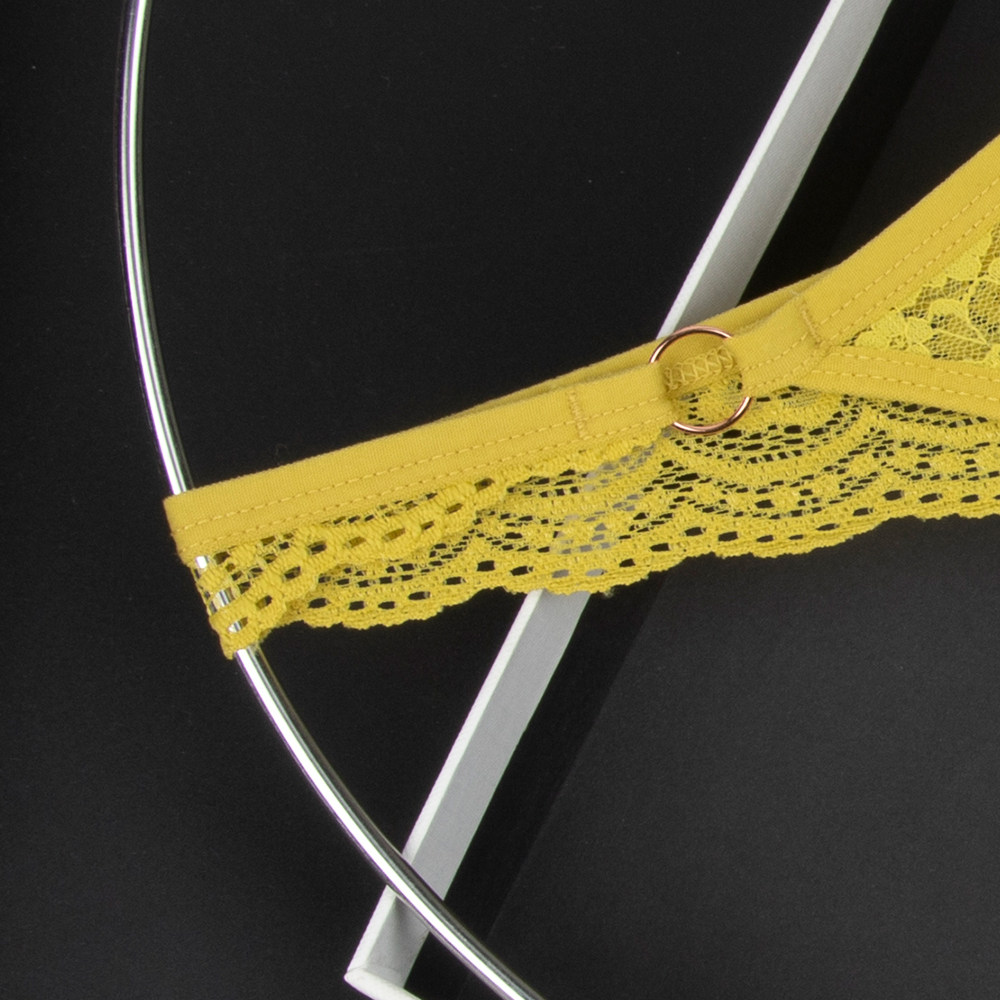 橄榄黄女士低腰内裤蕾丝透视蝴蝶结装饰丁字裤,淘宝优惠券,粉丝福利购,淘宝优惠卷