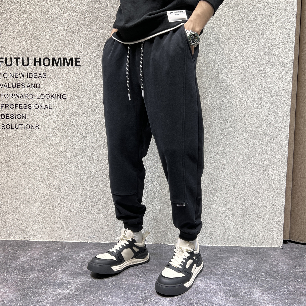 日系复古束脚休闲运动裤卫裤男秋冬水洗剪裁宽松型小脚流行哈伦裤,淘宝优惠券,粉丝福利购,淘宝优惠卷