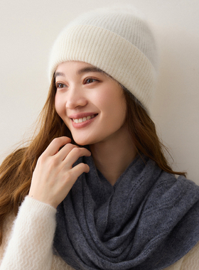 羊绒帽子女100%纯山羊绒秋冬