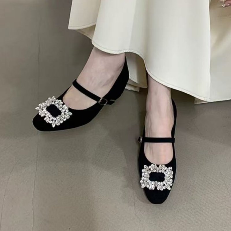 内增高单鞋女2026新款春季浅口女鞋方扣水钻高跟鞋红色玛丽珍鞋子,淘宝优惠券,粉丝福利购,淘宝优惠卷