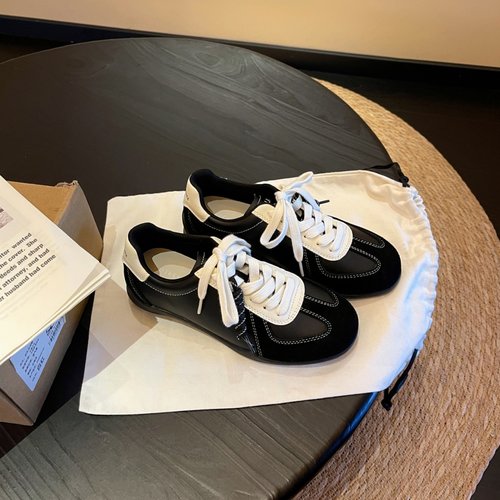 复古拼色平底德训鞋女鞋子2025新款秋季厚底运动鞋阿甘休闲鞋板鞋 - 图0