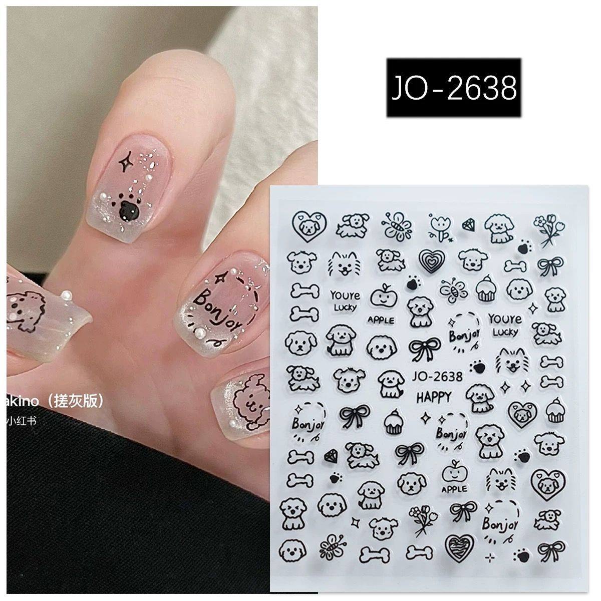 2026年网红爆款涂鸦美甲贴纸新款可爱卡通小狗猫咪指甲穿戴甲配饰,淘宝优惠券,粉丝福利购,淘宝优惠卷