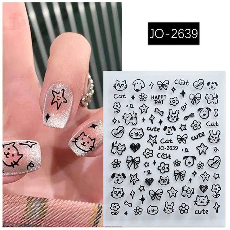 2026年网红爆款涂鸦美甲贴纸新款可爱卡通小狗猫咪指甲穿戴甲配饰,淘宝优惠券,粉丝福利购,淘宝优惠卷