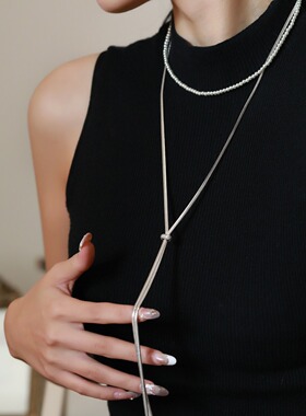 925银唐草蛇骨抽拉项链女小众设计感毛衣链时尚高级百搭项链配饰