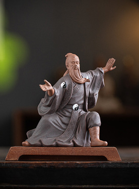 中式禅意紫砂工艺品太极张三丰传奇人物摆件家居客厅博古架