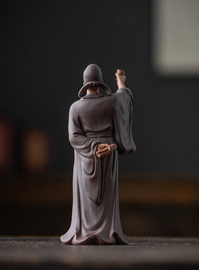 创意古代人物李白禅意中式客厅格子柜书房家居装饰品紫砂工艺