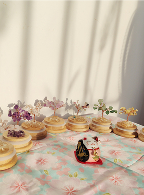 迷你微观竹圈水晶树车内手工挂饰